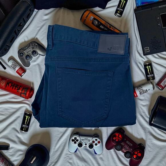 RUDE Hot Topic NWT Men's 38 Dark Navy Blue Skinny Chino Pants Light Stretch - Picture 1 of 11